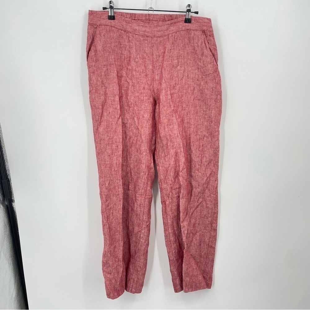 Women's Pink Linen-Blend Casual Pants